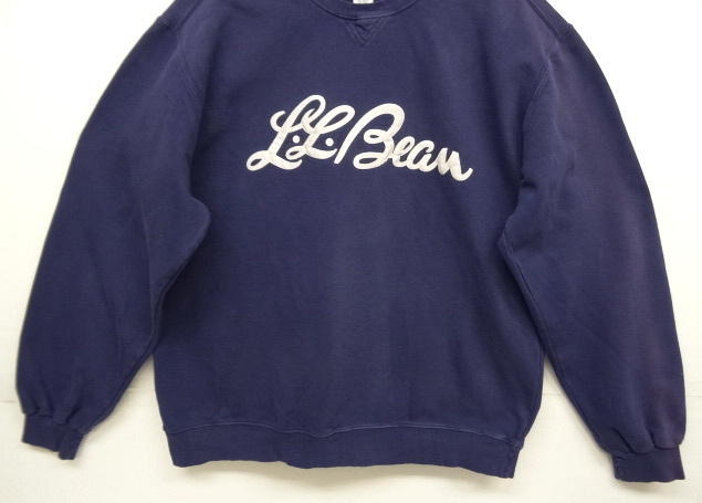 画像: 80'S LL Bean 前Vガゼット付き クルーネック スウェットシャツ ネイビー USA製 (VINTAGE)