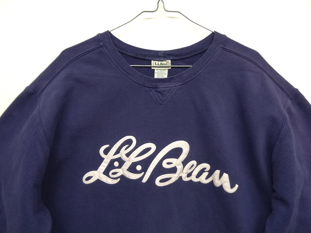 画像: 80'S LL Bean 前Vガゼット付き クルーネック スウェットシャツ ネイビー USA製 (VINTAGE)