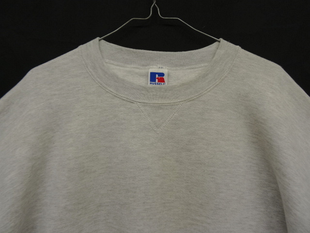 画像: 90'S RUSSELL ATHLETIC 前Vガゼット付き クルーネック スウェットシャツ ヘザーグレー USA製 (DEADSTOCK)
