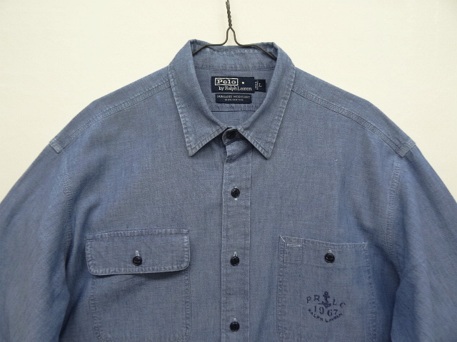 画像: 90'S RALPH LAUREN "DUNGAREE WORKSHIRT" 猫目ボタン シャンブレー ワークシャツ (VINTAGE)