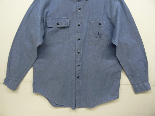 画像: 90'S RALPH LAUREN "DUNGAREE WORKSHIRT" 猫目ボタン シャンブレー ワークシャツ (VINTAGE)