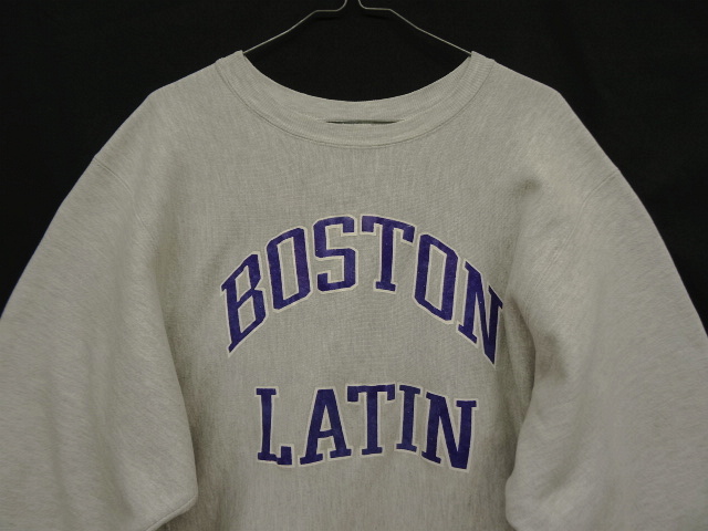 画像: 90'S CHAMPION "BOSTON LATIN" 刺繍タグ リバースウィーブ グレー USA製 (VINTAGE)