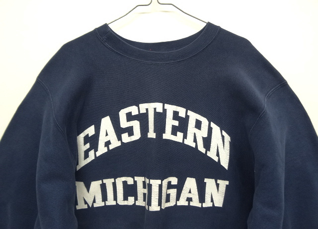 画像: 90'S CHAMPION "EASTERN MICHIGAN" 刺繍タグ リバースウィーブ ネイビー USA製 (VINTAGE)