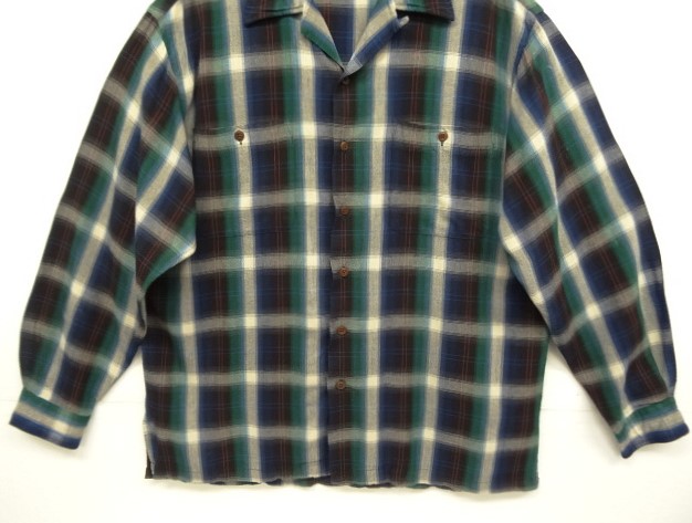 画像: 90'S RALPH LAUREN レーヨン 長袖 オープンカラーシャツ オンブレチェック (VINTAGE)