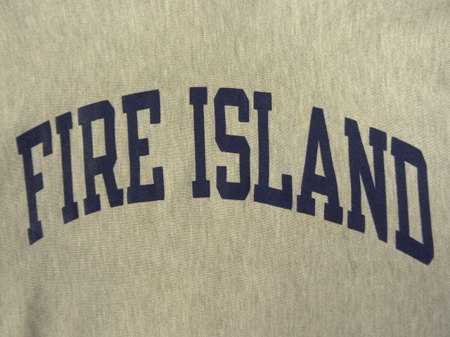 画像: 90'S CHAMPION "FIRE ISLAND" 刺繍タグ リバースウィーブ パーカー グレー USA製 (VINTAGE)