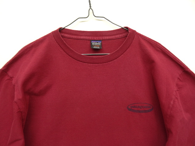 画像: 90'S PATAGONIA 黒タグ オーバルロゴ バックプリント 長袖 ポケット付きTシャツ USA製 (VINTAGE)