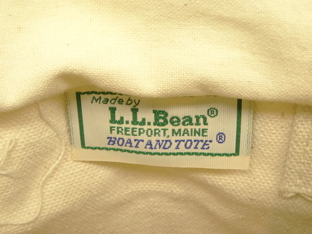 画像: 80'S LL Bean 2色タグ ロングハンドル ジップ付き キャンバス トートバッグ ネイビー/オフホワイト USA製 (VINTAGE)