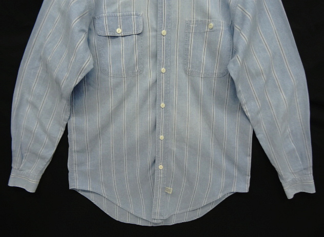 画像: 90'S RALPH LAUREN "白タグ" ネコ目ボタン シャンブレー ワークシャツ ストライプ USA製 (VINTAGE)