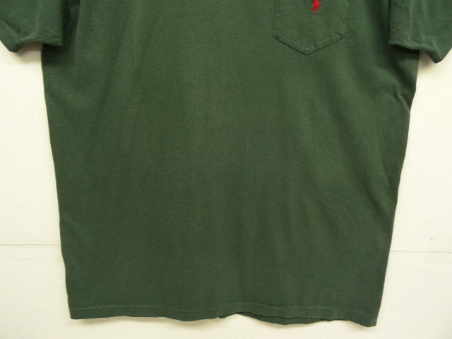 画像: 90'S RALPH LAUREN シングルステッチ 耳付きポケット付き 半袖 Tシャツ ダークグリーン (VINTAGE)