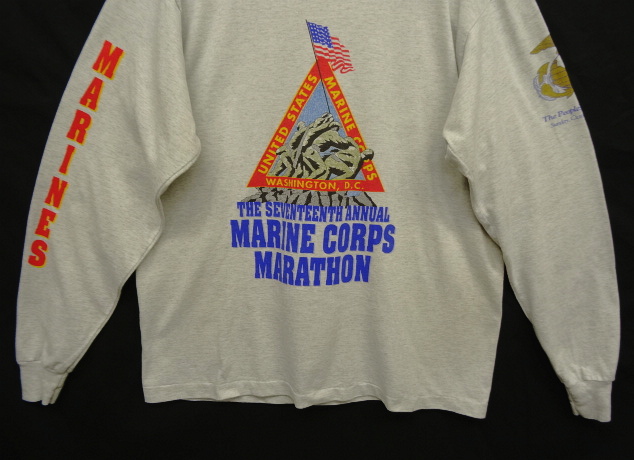 画像: 90'S アメリカ軍 USMC "USMC MARATHON 1992" 長袖 Tシャツ グレー USA製 (VINTAGE)
