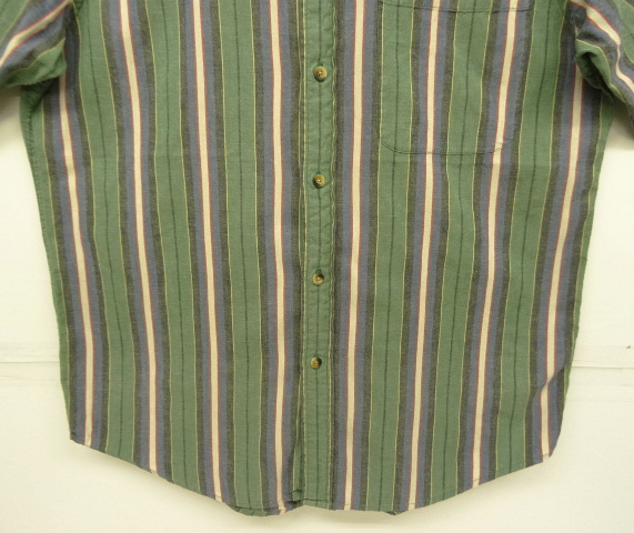 画像: 90'S LANDS' END コットン 半袖 BDシャツ ストライプ (VINTAGE)