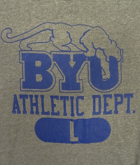 画像3: 90'S RUSSELL ATHLETIC "BYU ATHLETIC DEPT" シングルステッチ 半袖 Tシャツ 杢グレー USA製 (VINTAGE)