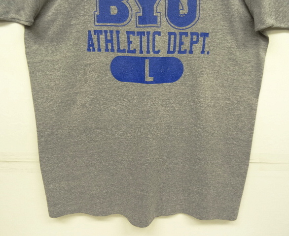 画像: 90'S RUSSELL ATHLETIC "BYU ATHLETIC DEPT" シングルステッチ 半袖 Tシャツ 杢グレー USA製 (VINTAGE)