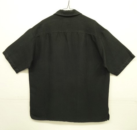 画像3: 90'S GAP 旧タグ リネン/レーヨン 半袖 オープンカラーシャツ ブラック (VINTAGE)