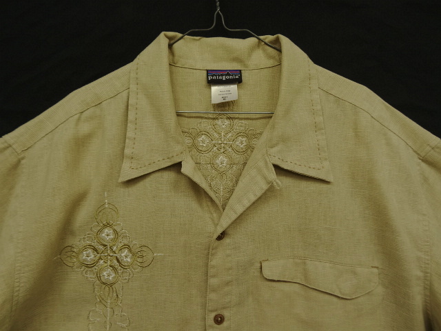 画像: 00'S PATAGONIA "RHYTHM" ヘンプ/ポリ 刺繍入り 半袖 オープンカラーシャツ (VINTAGE)