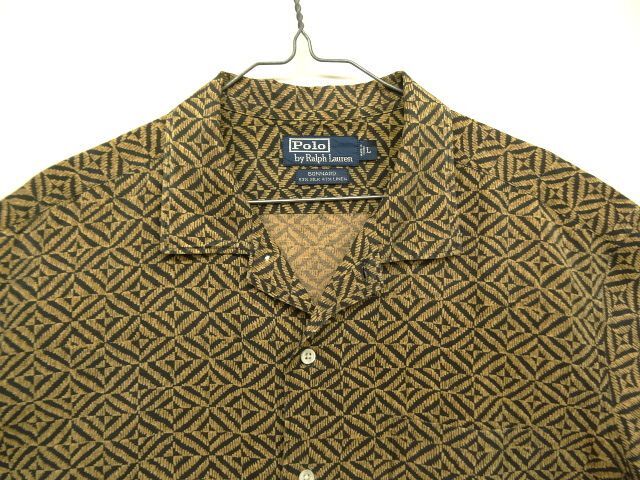 画像: 90'S RALPH LAUREN "BONNARD" シルク/リネン 半袖 オープンカラーシャツ 総柄 (VINTAGE)