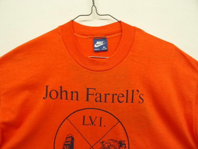 画像: 80'S NIKE "JOHN FARRELL'S" 紺タグ シングルステッチ 半袖 Tシャツ オレンジ USA製 (DEADSTOCK)