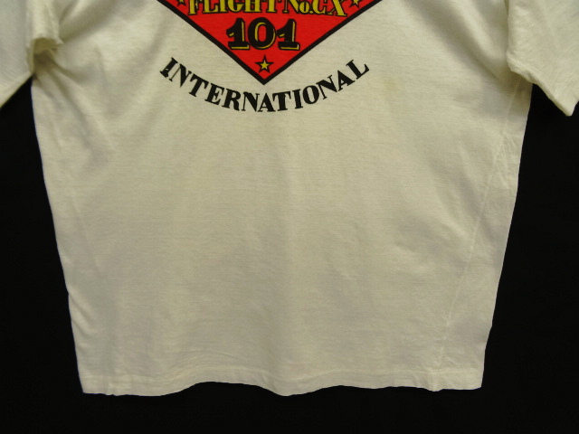 画像: 80'S AIRBASE INTERNATIONAL 染み込みプリント シングルステッチ 半袖 Tシャツ ホワイト (VINTAGE)