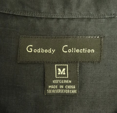 画像2: GODBODY COLLECTION リネン 半袖 オープンカラーシャツ ブラック (VINTAGE)