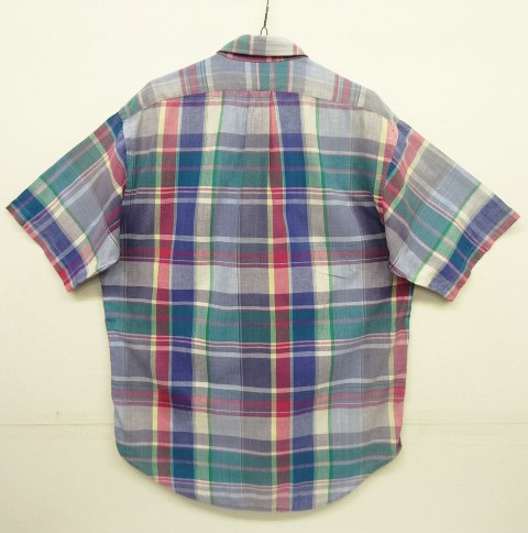 画像3: 90'S RALPH LAUREN コットン 半袖 BDシャツ マドラスチェック カナダ製 (VINTAGE)