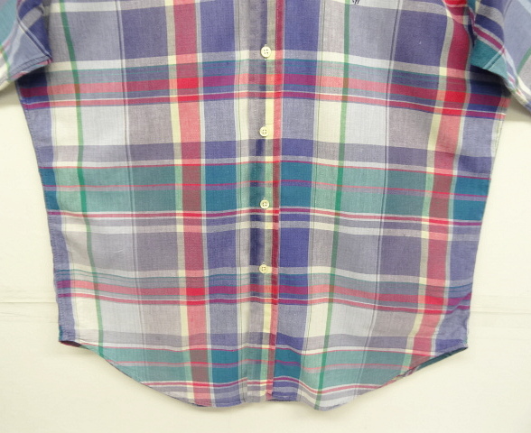 画像: 90'S RALPH LAUREN コットン 半袖 BDシャツ マドラスチェック カナダ製 (VINTAGE)