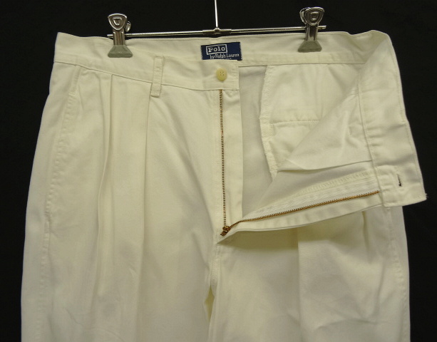 画像: 90'S RALPH LAUREN "POLO CHINO" ツープリーツ チノパンツ ホワイト USA製  (VINTAGE)