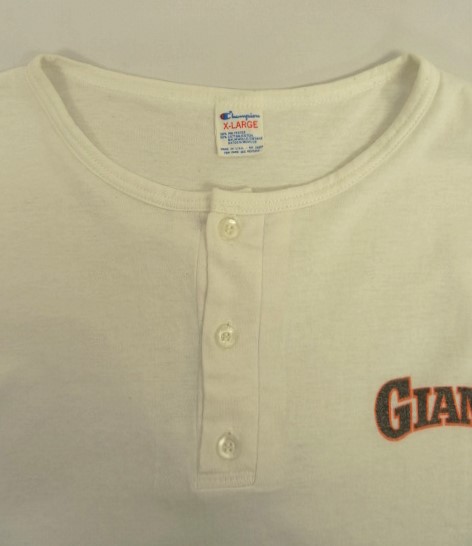 画像: 80'S CHAMPION "GIANTS" トリコタグ 染み込みプリント ベースボール Tシャツ ホワイト/ブラック USA製 (VINTAGE)