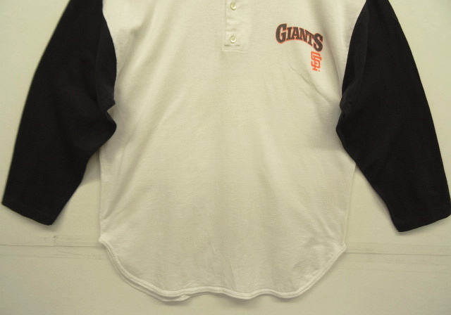 画像: 80'S CHAMPION "GIANTS" トリコタグ 染み込みプリント ベースボール Tシャツ ホワイト/ブラック USA製 (VINTAGE)