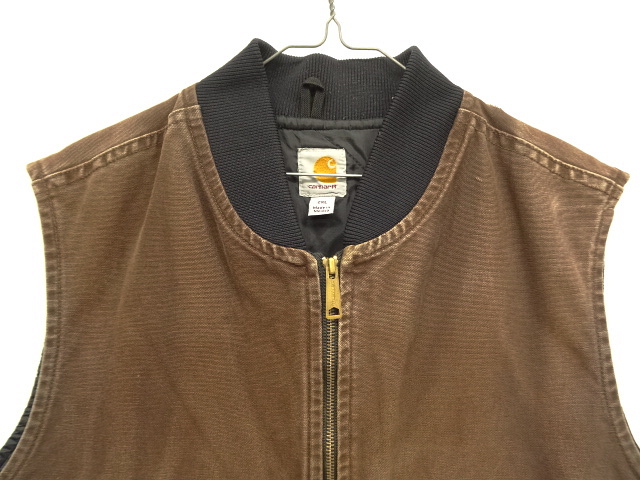 画像: 90'S CARHARTT 裏地キルティング ダックベスト ダークブラウン (VINTAGE)