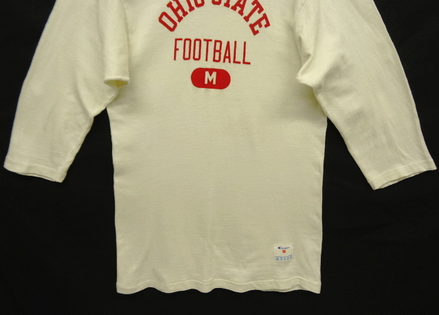 画像: 80'S CHAMPION トリコタグ 三段プリント フットボールTシャツ オフホワイト USA製 (VINTAGE)