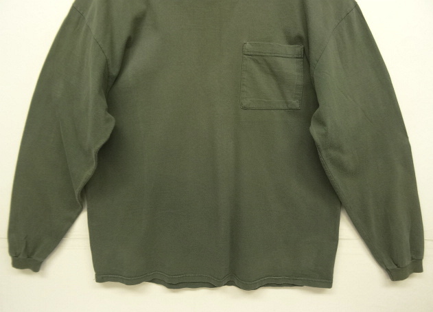 画像: 90'S PATAGONIA 黒タグ オーバルロゴ刺繍 長袖 ポケット付きTシャツ オリーブ USA製 (VINTAGE)