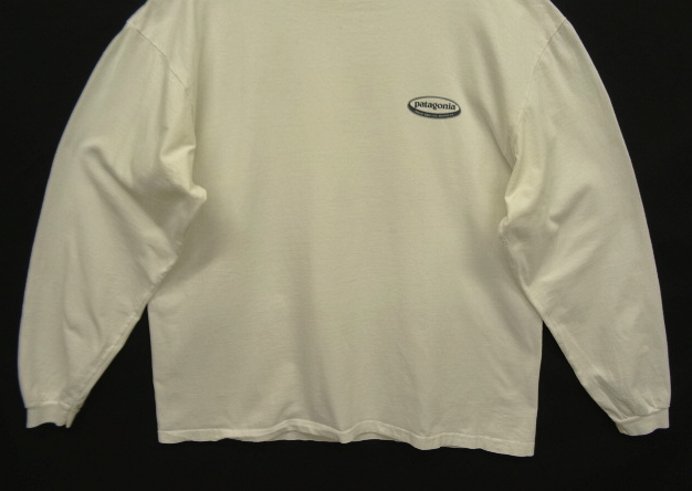 画像: 90'S PATAGONIA 黒タグ オーバルロゴ バックプリント 長袖 Tシャツ ホワイト USA製 (VINTAGE)