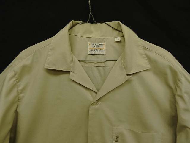 画像: 60'S GOLDEN ARROW コットン 長袖 オープンカラーシャツ ライトベージュ USA製 (VINTAGE)