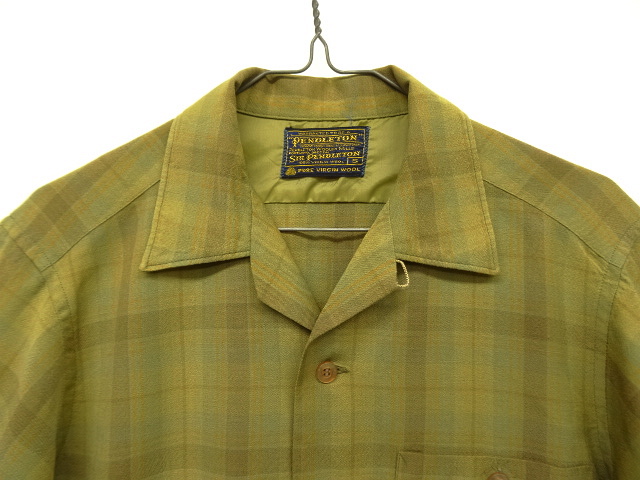 画像: 60'S PENDLETON "SIR PENDLETON" ウール 長袖 オープンカラーシャツ チェック柄 USA製 (VINTAGE)
