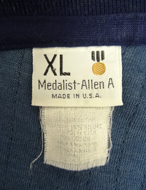 画像2: 80'S MEDALIST-ALLEN A "2LAYER FABRIC" クルーネック 長袖 Tシャツ ネイビー USA製 (VINTAGE)