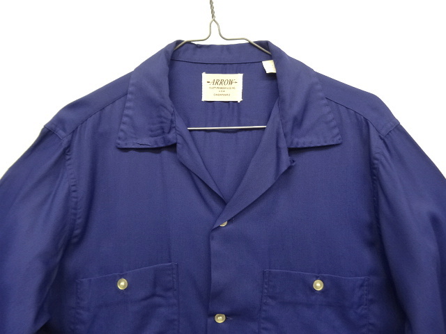 画像: 50'S ARROW "GABANARO" レーヨン オープンカラーシャツ ネイビー (VINTAGE)
