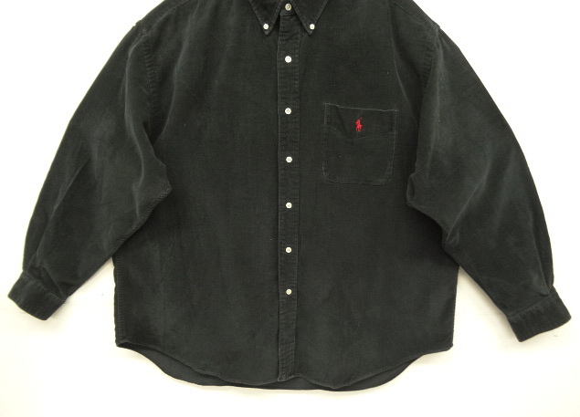 画像: 90'S RALPH LAUREN "BIG SHIRT" コーデュロイ 長袖 BDシャツ ブラック (VINTAGE)