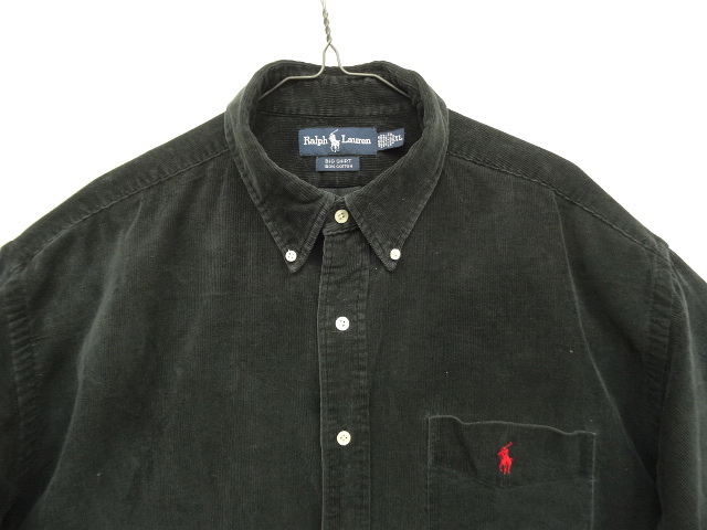 画像: 90'S RALPH LAUREN "BIG SHIRT" コーデュロイ 長袖 BDシャツ ブラック (VINTAGE)