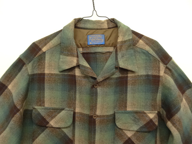 画像: 70'S PENDLETON "BOARD SHIRT" ウール オープンカラーシャツ オンブレチェック USA製 (VINTAGE)