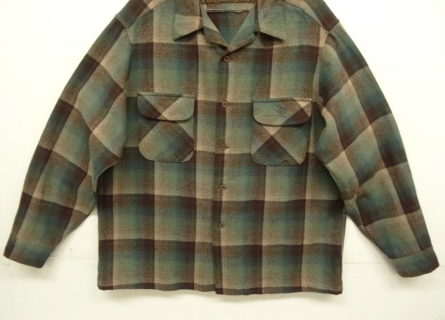 画像: 70'S PENDLETON "BOARD SHIRT" ウール オープンカラーシャツ オンブレチェック USA製 (VINTAGE)