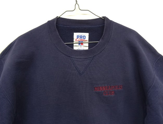 画像: 90'S RUSSELL ATHLETIC "PRO COTTON" 前Vガゼット付き クルーネック スウェットシャツ ネイビー USA製 (VINTAGE)