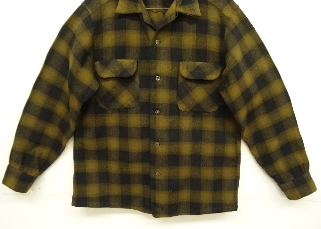 画像: 60'S PENDLETON "BOARD SHIRT" ウール オープンカラーシャツ オンブレチェック USA製 (VINTAGE)