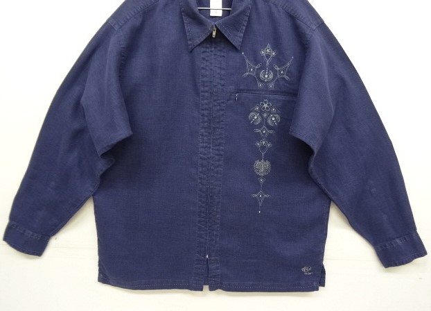 画像: 04'S PATAGONIA "RHYTHM" 刺繍入り ヘンプ 長袖 フルジップシャツ インディゴ (VINTAGE)