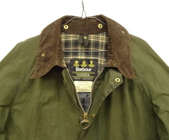 画像: 90'S BARBOUR 3クレスト 旧タグ "GAMEFAIR" オイルドジャケット オリーブ イングランド製 (VINTAGE)