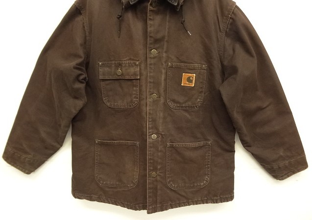 画像: 00'S CARHARTT 裏地ブランケット フード付き ダックカバーオール ダークブラウン (VINTAGE)