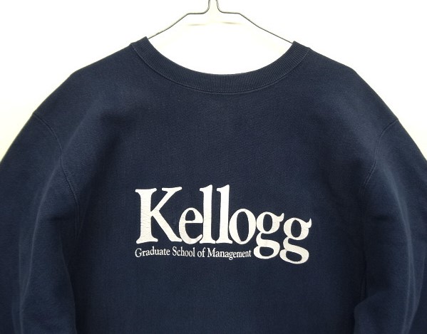 画像: 90'S CHAMPION "KELLOGG" 刺繍タグ リバースウィーブ ネイビー メキシコ製 (VINTAGE)