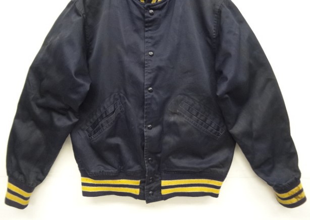 画像: 40'S KING-O'SHEA 裏地サテン アワードジャケット ネイビー USA製 (VINTAGE)