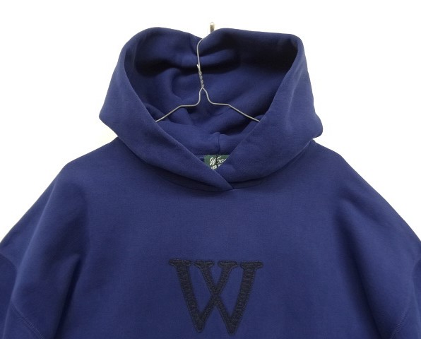 画像: WOODBLOCK "W FELT PATCHED PIGMENT SWEAT HOODIE" NAVY (NEW)