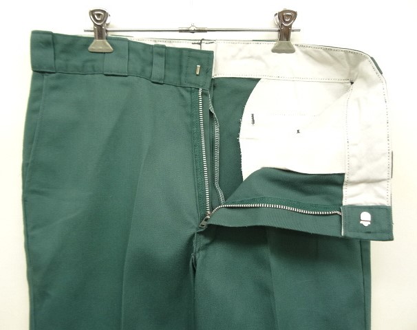 画像: 70'S DICKIES 874 チビタグ ワークパンツ グリーン アルミジップ W34L28 USA製 (VINTAGE)