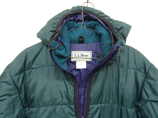 画像: 90'S LL Bean プリマロフト ハーフジップ フード付きジャケット グリーン/パープル USA製 (VINTAGE)